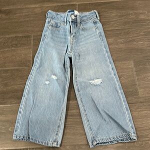 Toddler girl wide leg distressed jeans